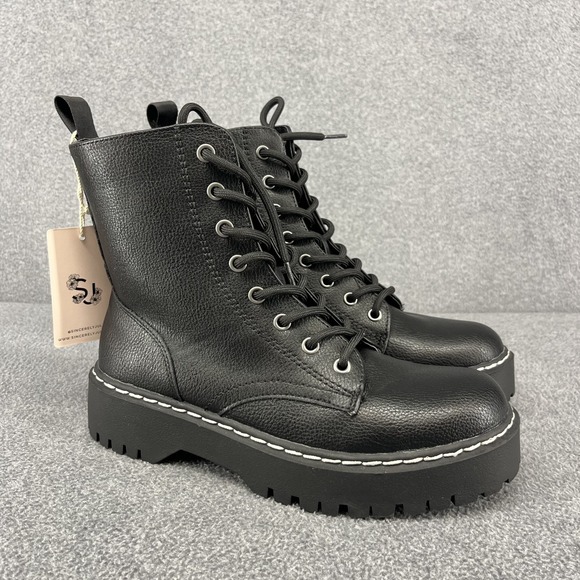 Sincerely Jules Shoes - Sincerely Jules Harley Chunky Combat Leather Boots Women's 7 M Black